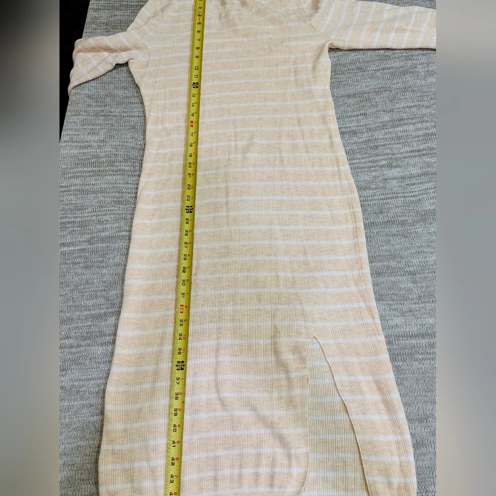 GAP Ribbed Striped Crewneck Longsleeve Midi Sweater Dress Size L Cotton Coastal